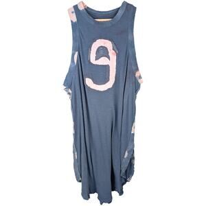 Free People Deep Sea Tee Dress Blue Casual Sleeveless T-Shirt Sporty Womens L